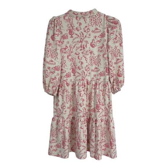 Smith & Quinn Tory Dress In Dolce Vita Size Small 3/4 Sleeves Pink White Tiered - Picture 5 of 15